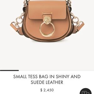 chloe small tess bag in shiny leather and suede